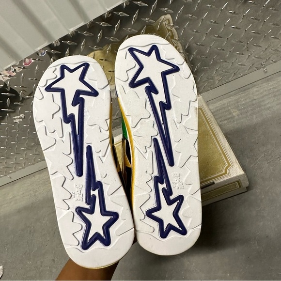 Vintage y2k bape roadsta sneakers shoe green white blue yellow mens 9 NEW - Picture 6 of 12